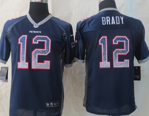 Nike New England Patriots #12 Tom Brady Drift Fashion Blue Kids Jersey