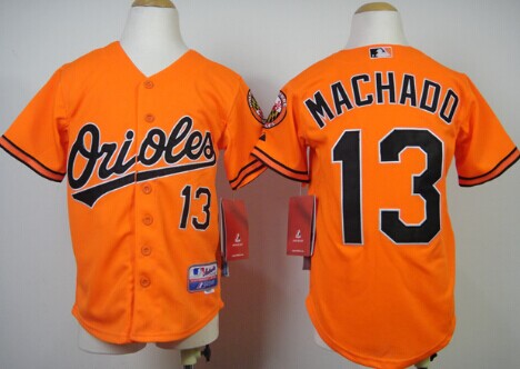 Baltimore Orioles #13 Manny Machado Orange Kids Jersey