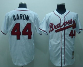 Atlanta Braves #44 Hank Aaron White Throwback Jersey 