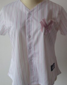 New York Yankees #4 Lou Gehrig White With Pink Pinstripe Womens Jersey