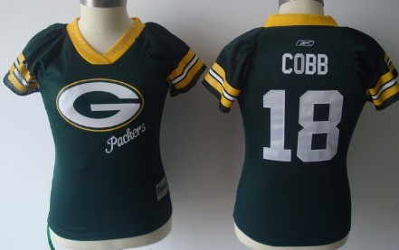 Green Bay Packers #18 Randall Cobb 2011 Green Womens Field Flirt Fashion Jersey