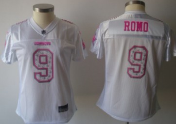 Dallas Cowboys #9 Tony Romo White Star Struck Fashion Womens Jersey