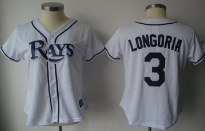 Tampa Bay Rays #3 Longoria White Womens Jersey