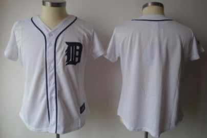 Detroit Tigers Blank White With Black Womens Jersey 