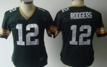 Green Bay Packers #12 Aaron Rodgers Green Womens Jersey