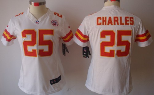 Nike Kansas City Chiefs #25 Jamaal Charles White Limited Womens Jersey