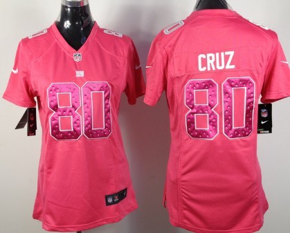 Nike New York Giants #80 Victor Cruz Pink Sweetheart Diamond Womens Jersey
