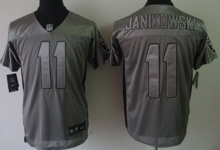 Nike Oakland Raiders #11 Sebastian Janikowski Gray Shadow Elite Jersey