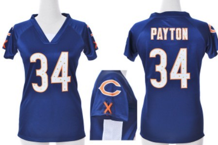 Nike Chicago Bears #34 Walter Payton 2012 Blue Womens Draft Him II Top Jersey