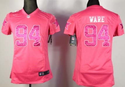 Nike Dallas Cowboys #94 DeMarcus Ware Pink Sweetheart Diamond Womens Jersey