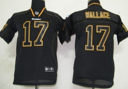 Nike Pittsburgh Steelers #17 Mike Wallace Lights Out Black Kids Jersey