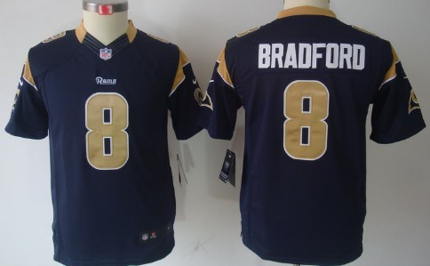Nike St. Louis Rams #8 Sam Bradford Navy Blue Limited Kids Jersey 