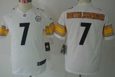 Nike Pittsburgh Steelers #7 Ben Roethlisberger White Limited Kids Jersey