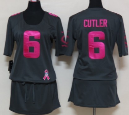 Nike Chicago Bears #6 Jay Cutler Breast Cancer Awareness Gray Womens Jersey