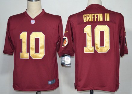 Nike Washington Redskins #10 Robert Griffin III Red With Gold Game Jersey