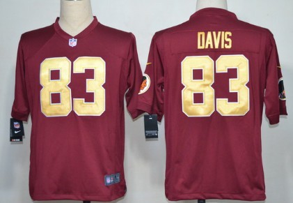 Nike Washington Redskins #83 Fred Davis Red With Gold Game Jersey