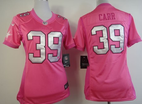 Nike Dallas Cowboys #39 Brandon Carr Pink Love Womens Jersey