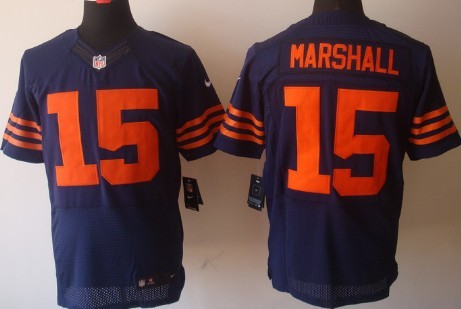 Nike Chicago Bears #15 Brandon Marshall Blue With Orange Elite Jersey