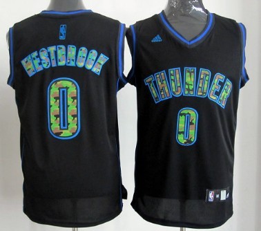 Oklahoma City Thunder #0 Russell Westbrook Black Camo Fashion Jersey