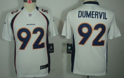 Nike Denver Broncos #92 Elvis Dumervil White Limited Kids Jersey