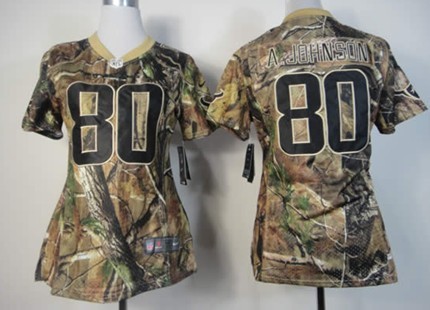 Nike Houston Texans #80 Andre Johnson Realtree Camo Womens Jersey