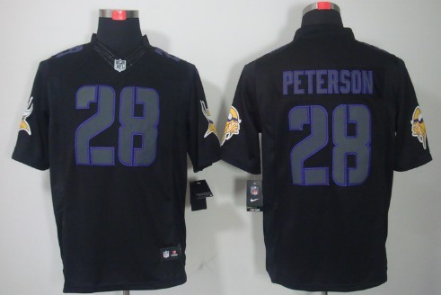 Nike Minnesota Vikings #28 Adrian Peterson Black Impact Limited Jersey