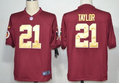 Nike Washington Redskins #21 Sean Taylor Red With Gold Game Jersey