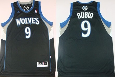 Minnesota Timberwolves #9 Ricky Rubio Revolution 30 Swingman Black Jersey
