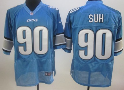 Nike Detroit Lions #90 Ndamukong Suh Light Blue Elite Jersey
