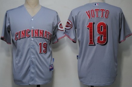 Cincinnati Reds #19 Joey Votto Gray Kids Jersey