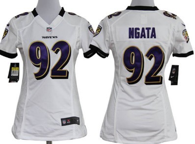 Nike Baltimore Ravens #92 Haloti Ngata White Game Womens Jersey