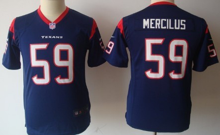 Nike Houston Texans #59 Whitney Mercilus Blue Game Kids Jersey