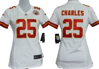 Nike Kansas City Chiefs #25 Jamaal Charles White Game Womens Jersey