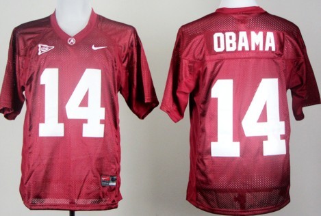 Alabama 14th Championship Anniversary President #14 Barack Obama Red Jersey