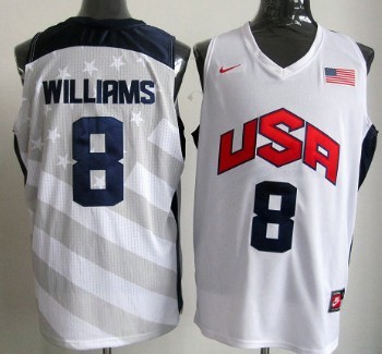 2012 Olympics Team USA #8 Deron Williams Revolution 30 Swingman White Jersey