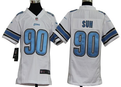 Nike Detroit Lions #90 Ndamukong Suh White Game Kids Jersey