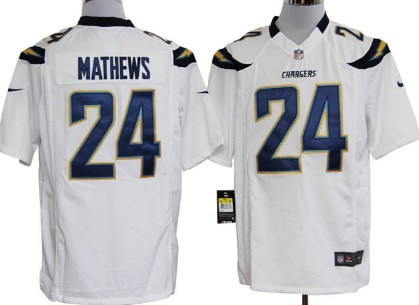 Nike San Diego Chargers #24 Ryan Mathews White Game Jersey