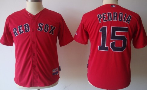 Boston Red Sox #15 Dustin Pedroia Red Kids Jersey