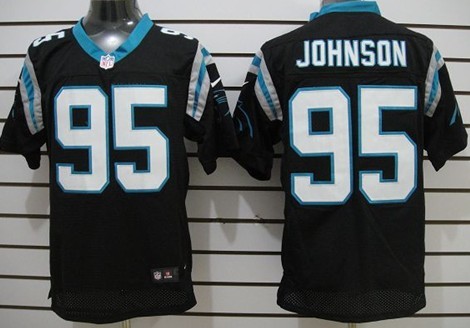 Nike Carolina Panthers #95 Charles Johnson Black Elite Jersey 