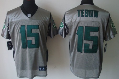 Nike New York Jets #15 Tim Tebow Gray Shadow Elite Jersey