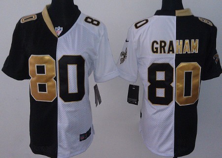 Nike New Orleans Saints #80 Jimmy Graham Black/White Two Tone Womens Jersey