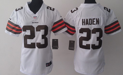 Nike Cleveland Browns #23 Joe Haden White Game Womens Jersey