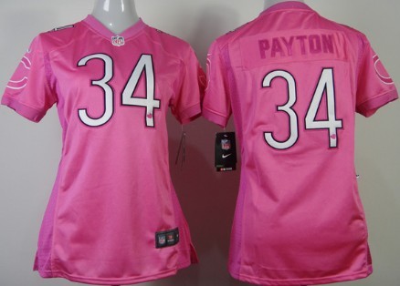 Nike Chicago Bears #34 Walter Payton Pink Love Womens Jersey