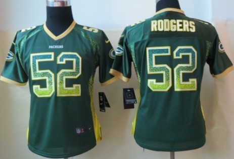 Nike Green Bay Packers #52 Clay Matthews Drift Fashion Green Womens Jersey