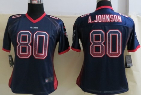 Nike Houston Texans #80 Andre Johnson Drift Fashion Blue Womens Jersey