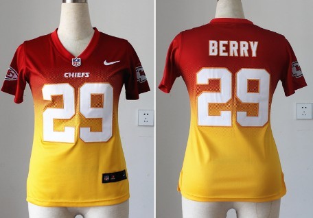 Nike Kansas City Chiefs #29 Eric Berry Red/Yellow Fadeaway Womens Jersey