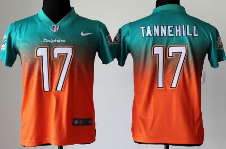 Nike Miami Dolphins #17 Ryan Tannehill Green/Orange Fadeaway Kids Jersey
