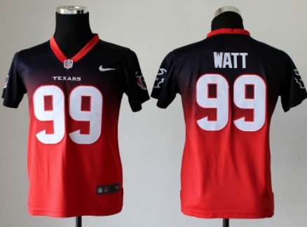 Nike Houston Texans #99 J.J. Watt Blue/Red Fadeaway Kids Jersey