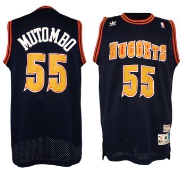 Denver Nuggets #55 Dikembe Mutombo Navy Blue Swingman Throwback Jersey