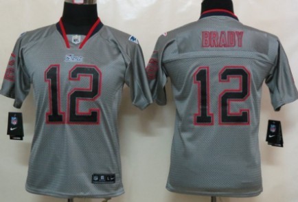 Nike New England Patriots #12 Tom Brady Lights Out Gray Kids Jersey